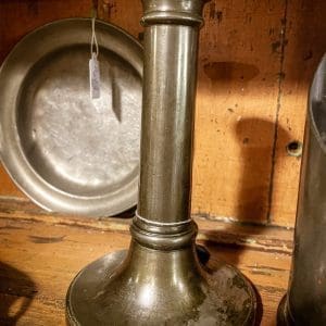 Antique pewter candlestick $48